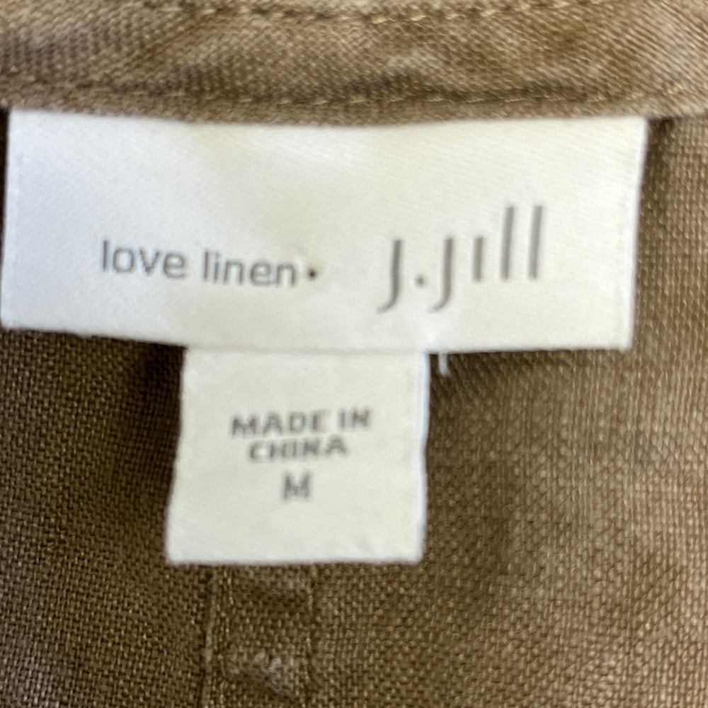 J.JILL‎ Love Linen Brown Dress M Shift Sleeveless Pockets Lagenlook Boho Travel - Picture 5 of 14
